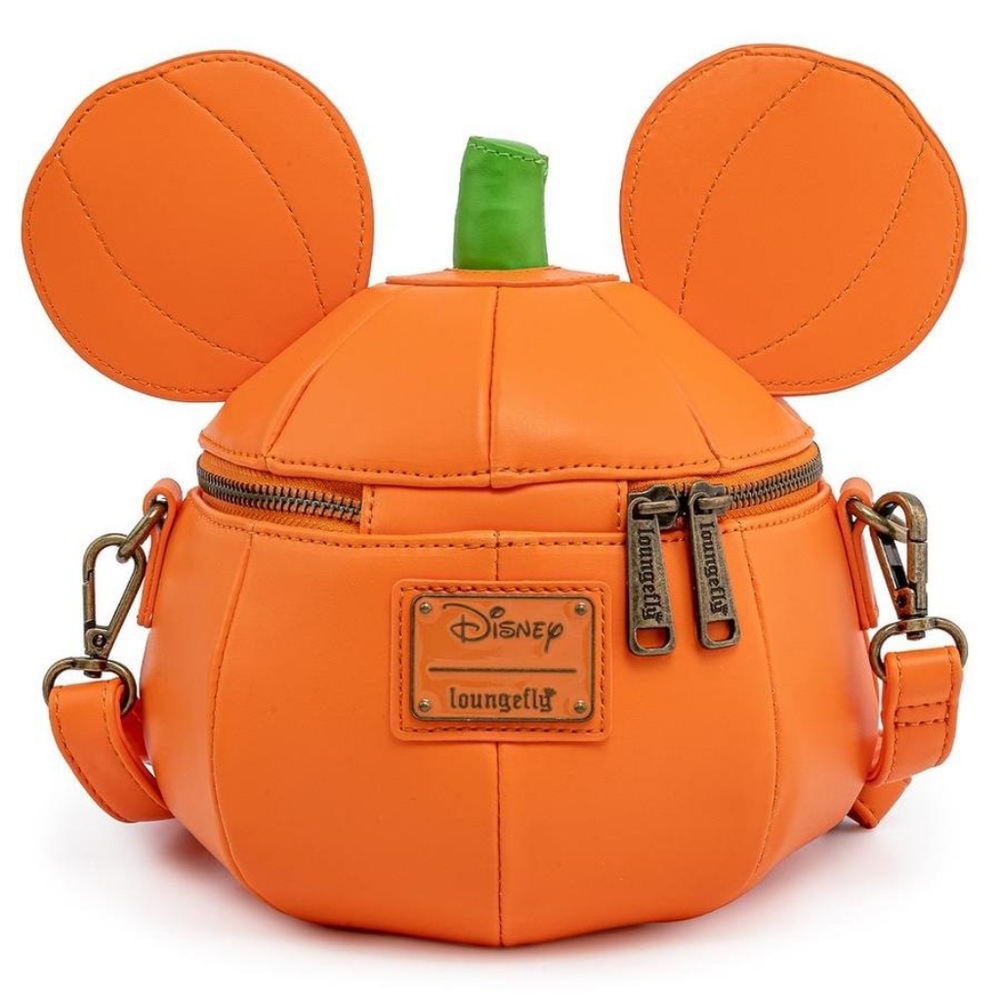 Loungefly Mickey O'Lantern Glow In The Dark Pumpkin Crossbody Bag - Picture 3 of 11